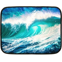 Tsunami Waves Ocean Sea Nautical Nature Water Blue Nature Fleece Blanket (mini) by Jancukart