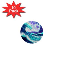 Tsunami Waves Ocean Sea Nautical Nature Water 1  Mini Buttons (10 Pack)  by Jancukart