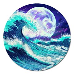 Tsunami Waves Ocean Sea Nautical Nature Water Magnet 5  (round) by Jancukart