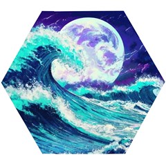 Tsunami Waves Ocean Sea Nautical Nature Water Wooden Puzzle Hexagon