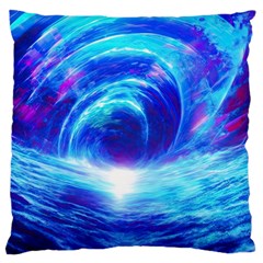 Tsunami Waves Ocean Sea Nautical Nature Water Art Work Standard Premium Plush Fleece Cushion Case (two Sides)