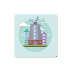 Amsterdam Landmark Landscape Square Magnet by Sudheng