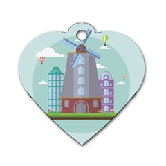 Amsterdam Landmark Landscape Dog Tag Heart (two Sides)