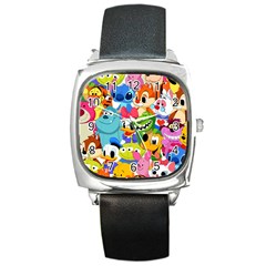 Illustration Cartoon Character Animal Cute Square Metal Watch