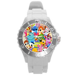 Illustration Cartoon Character Animal Cute Round Plastic Sport Watch (l) by Sudheng