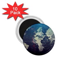 Vintage World Map Illustration Artwork Water Drop Digital Art Arts 1 75  Magnets (10 Pack) 