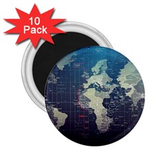 Vintage World Map Illustration Artwork Water Drop Digital Art Arts 2 25  Magnets (10 Pack) 