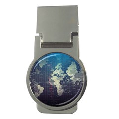 Vintage World Map Illustration Artwork Water Drop Digital Art Arts Money Clips (round) 