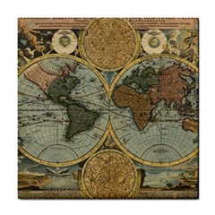 Vintage World Map Tile Coaster