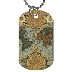 Vintage World Map Dog Tag (one Side)