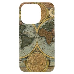 Vintage World Map Iphone 14 Pro Black Uv Print Case by Sudheng