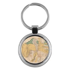 Vintage World Map Physical Geography Key Chain (round)