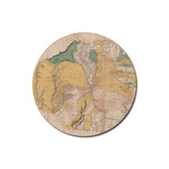 Vintage World Map Physical Geography Rubber Coaster (round)