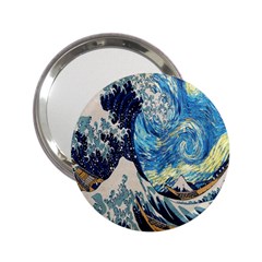 The Great Wave Of Kanagawa Painting Starry Night Van Gogh 2 25  Handbag Mirrors