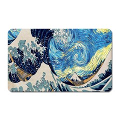 The Great Wave Of Kanagawa Painting Starry Night Van Gogh Magnet (rectangular) by Sudheng