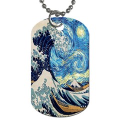 The Great Wave Of Kanagawa Painting Starry Night Van Gogh Dog Tag (two Sides)