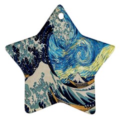 The Great Wave Of Kanagawa Painting Starry Night Van Gogh Star Ornament (two Sides)