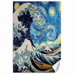 The Great Wave Of Kanagawa Painting Starry Night Van Gogh Canvas 24  X 36 