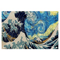 The Great Wave Of Kanagawa Painting Starry Night Van Gogh Banner And Sign 6  X 4  by Sudheng