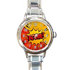 Explosion Boom Pop Art Style Round Italian Charm Watch