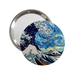 Starry Night Hokusai Van Gogh The Great Wave Off Kanagawa 2 25  Handbag Mirrors by Sudheng