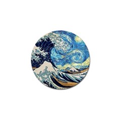 Starry Night Hokusai Van Gogh The Great Wave Off Kanagawa Golf Ball Marker (10 Pack)