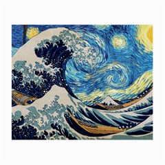 Starry Night Hokusai Van Gogh The Great Wave Off Kanagawa Small Glasses Cloth (2 Sides) by Sudheng