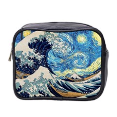 Starry Night Hokusai Van Gogh The Great Wave Off Kanagawa Mini Toiletries Bag (two Sides) by Sudheng