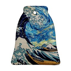 Starry Night Hokusai Van Gogh The Great Wave Off Kanagawa Ornament (bell) by Sudheng