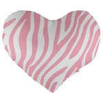 Pink Zebra Vibes Animal Print  Large 19  Premium Flano Heart Shape Cushions Front