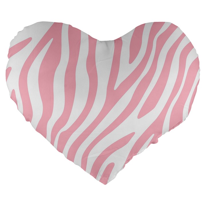 Pink Zebra Vibes Animal Print  Large 19  Premium Flano Heart Shape Cushions