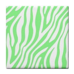Green Zebra Vibes Animal Print  Tile Coaster by ConteMonfrey