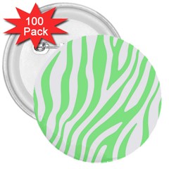 Green Zebra Vibes Animal Print  3  Buttons (100 pack) 