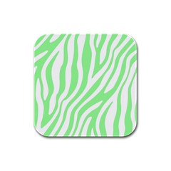 Green Zebra Vibes Animal Print  Rubber Square Coaster (4 pack)