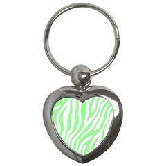 Green Zebra Vibes Animal Print  Key Chain (Heart)