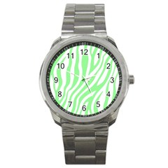 Green Zebra Vibes Animal Print  Sport Metal Watch