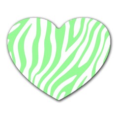 Green Zebra Vibes Animal Print  Heart Mousepad