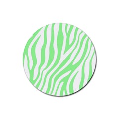 Green Zebra Vibes Animal Print  Rubber Coaster (round) by ConteMonfrey