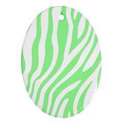 Green Zebra Vibes Animal Print  Oval Ornament (two Sides) by ConteMonfrey