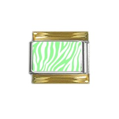 Green Zebra Vibes Animal Print  Gold Trim Italian Charm (9mm)