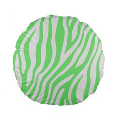 Green Zebra Vibes Animal Print  Standard 15  Premium Flano Round Cushions