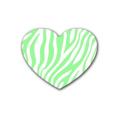 Green Zebra Vibes Animal Print  Rubber Coaster (heart) by ConteMonfrey