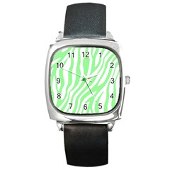 Green Zebra Vibes Animal Print  Square Metal Watch by ConteMonfrey