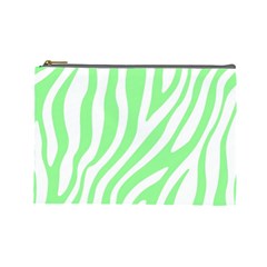 Green Zebra Vibes Animal Print  Cosmetic Bag (large)