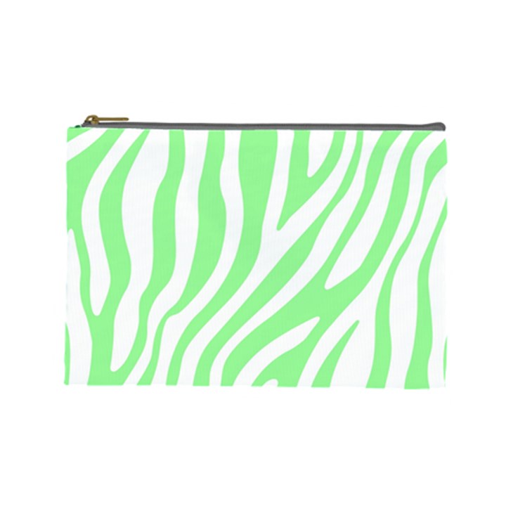 Green Zebra Vibes Animal Print  Cosmetic Bag (Large)