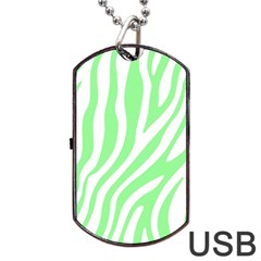 Green Zebra Vibes Animal Print  Dog Tag Usb Flash (one Side) by ConteMonfrey