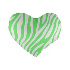 Green Zebra Vibes Animal Print  Standard 16  Premium Heart Shape Cushions by ConteMonfrey