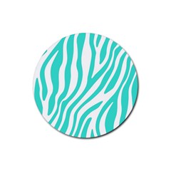 Blue Zebra Vibes Animal Print   Rubber Coaster (round) by ConteMonfrey