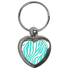 Blue Zebra Vibes Animal Print   Key Chain (heart) by ConteMonfrey