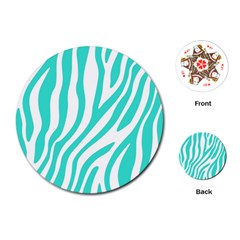 Blue Zebra Vibes Animal Print   Playing Cards Single Design (round) by ConteMonfrey